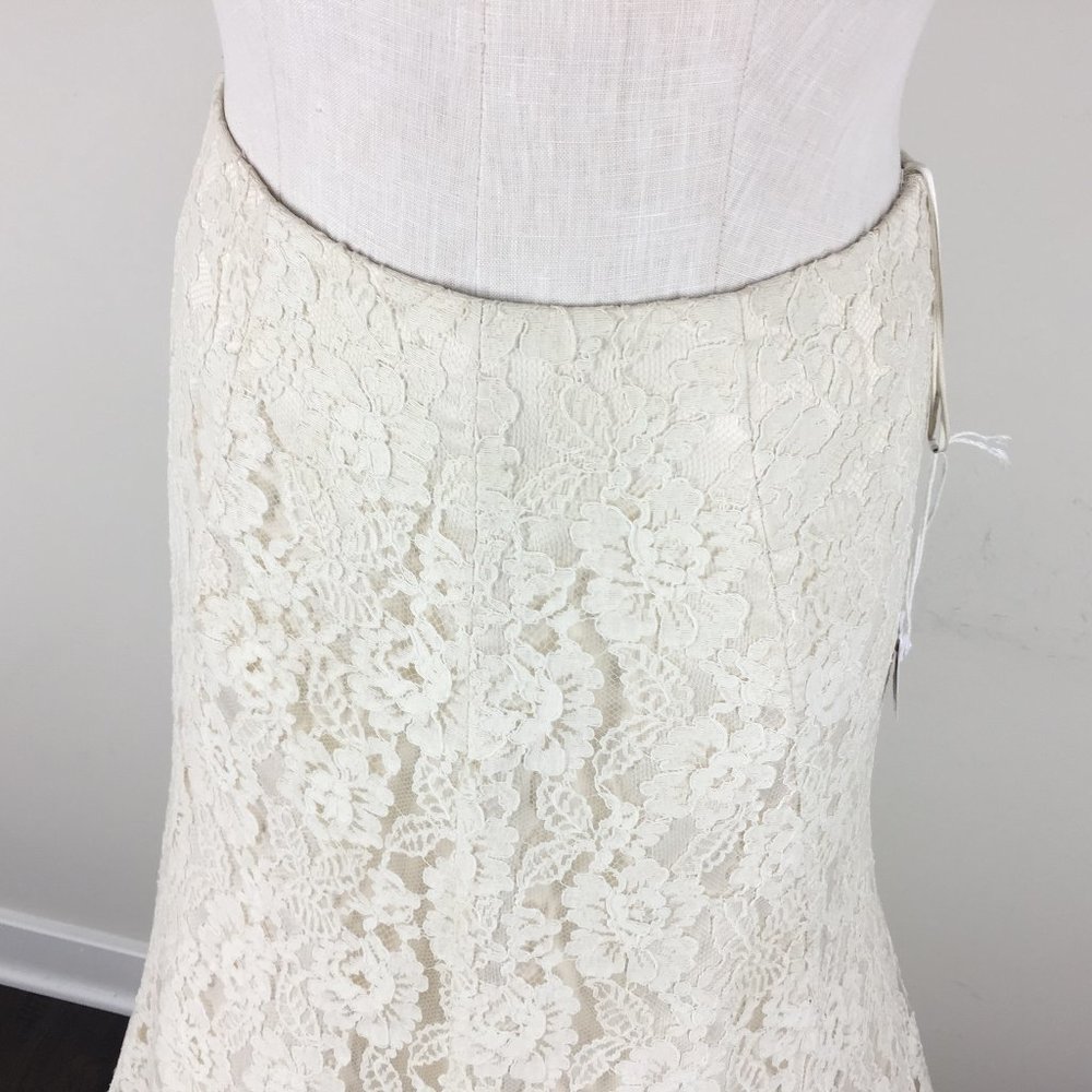 Vintage Ivory Cream Lace Wedding Skirt train S - Picture 2 of 5